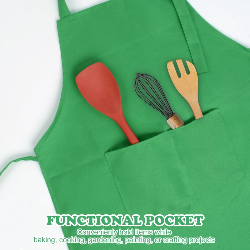 SUNLAND Kids Apron And Hat Set Children Chef Apron For Cooking Baking Painting (Green, S) - Image 4